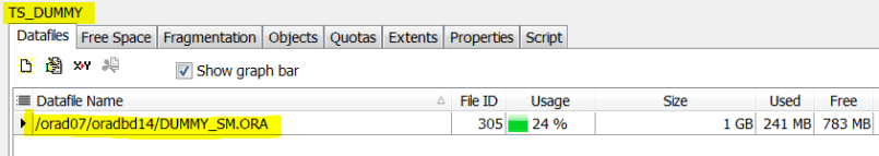 tablespace dummy